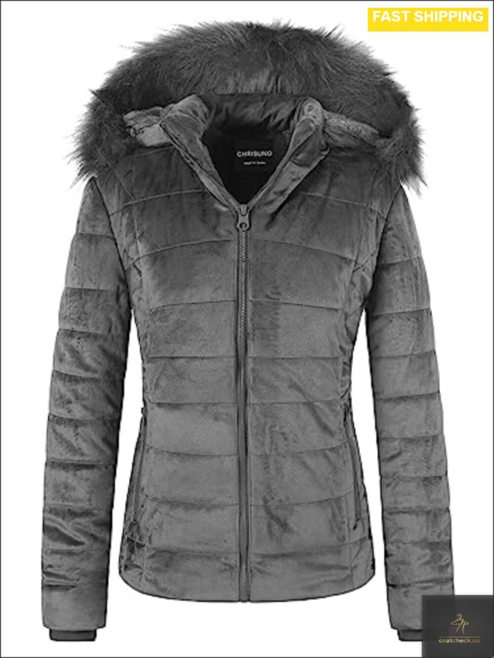 Women's Short Puffer Coat Faux Fur Lined Removable Hood Zip Winter Jacket